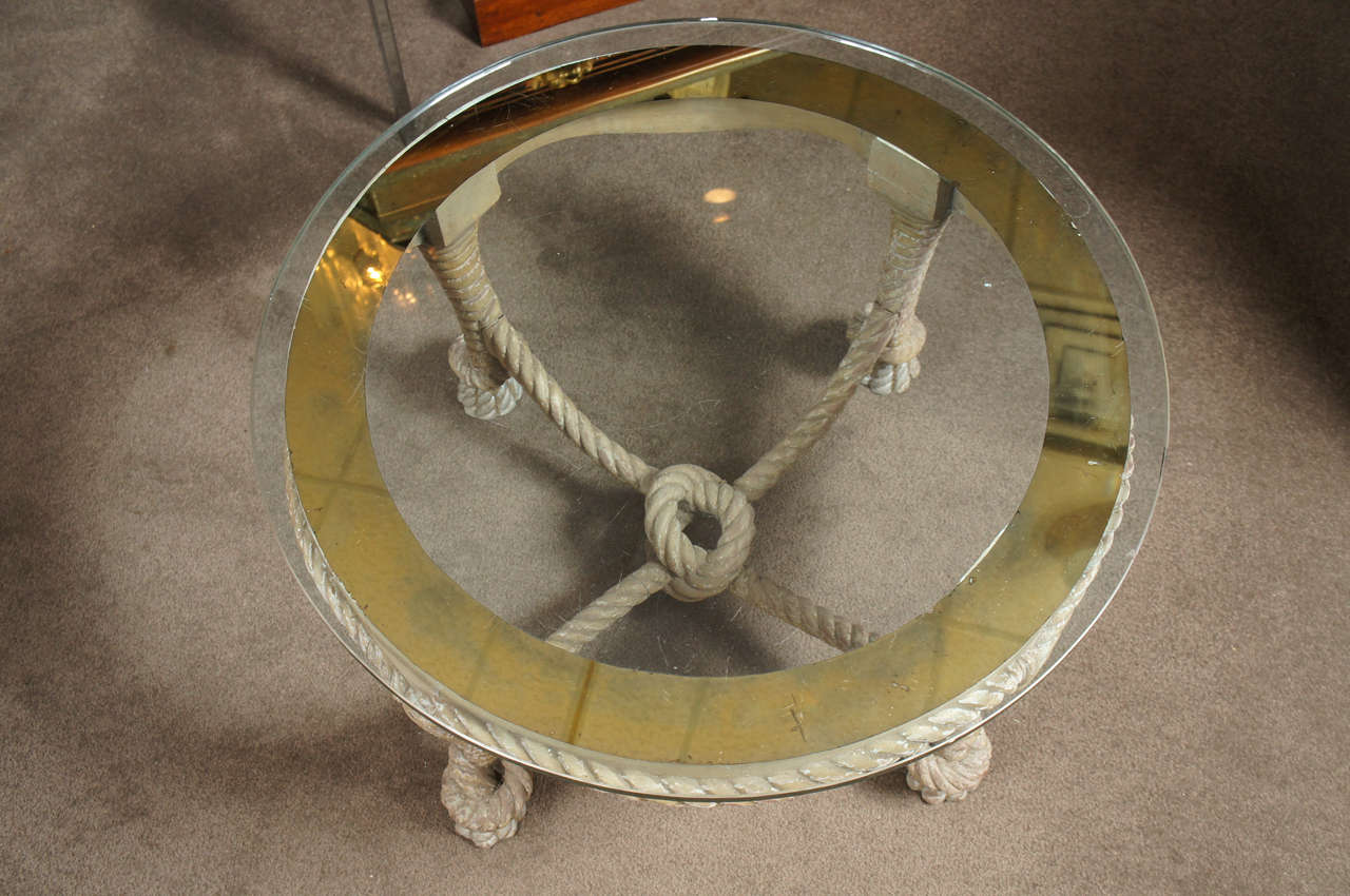 French Napoleon III style craved wood rope coffee table In Good Condition In Hudson, NY