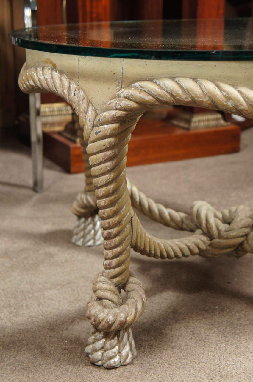 Mid-20th Century French Napoleon III style craved wood rope coffee table
