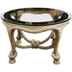 French Napoleon III style craved wood rope coffee table