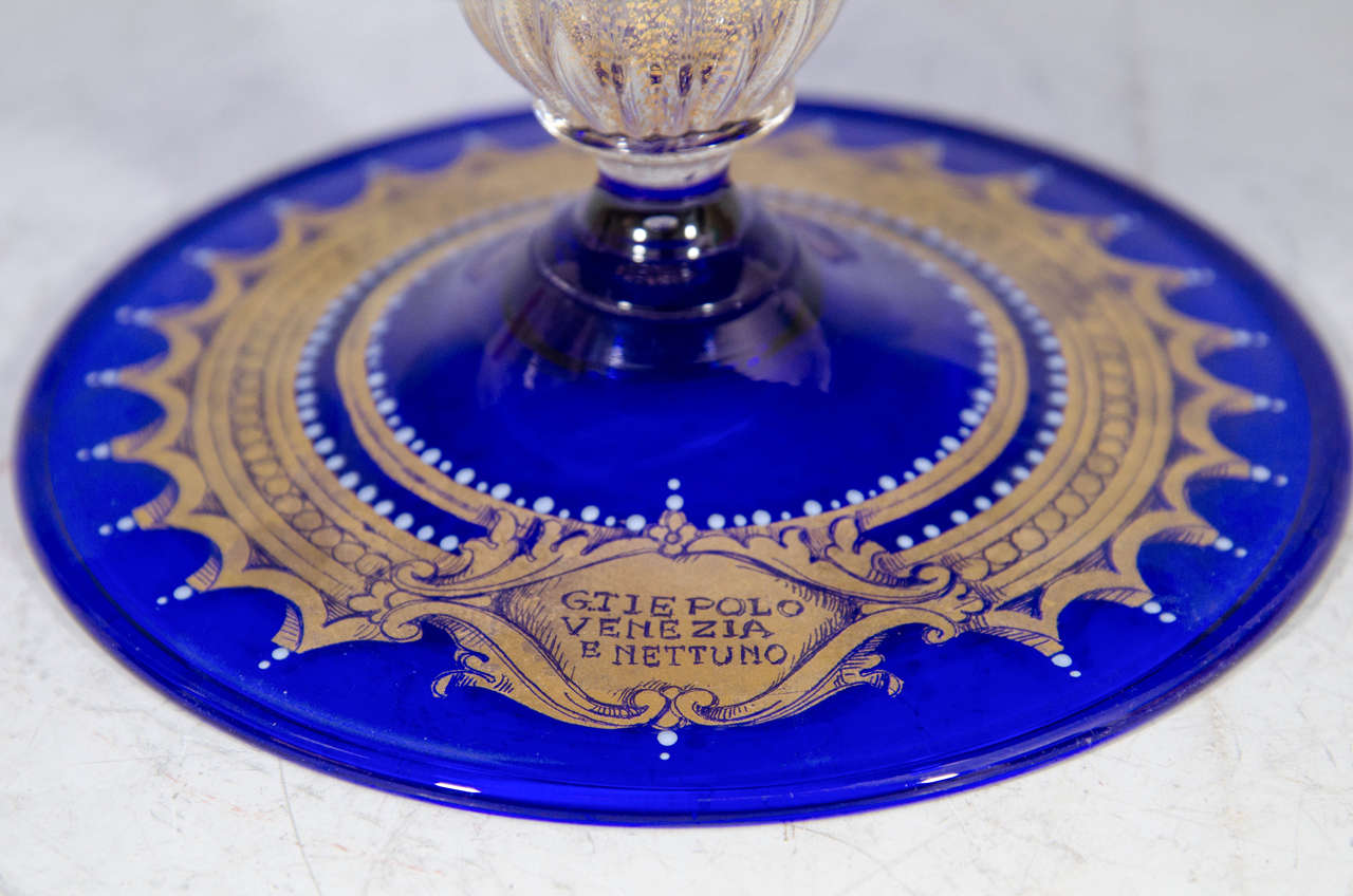 Venetian Murano Glass Compote with Scene of Neptune and Venice In Good Condition In New York, NY