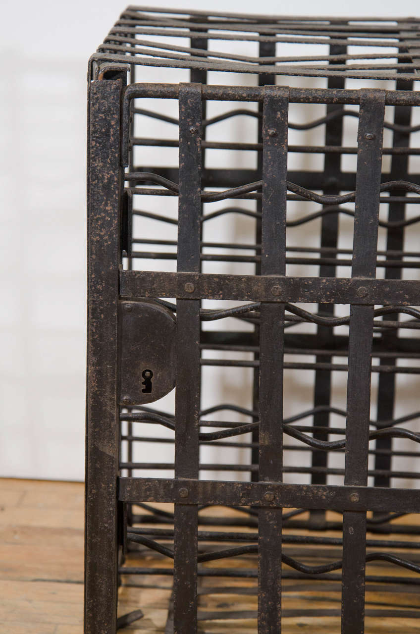 Midcentury German Iron Cage Form Wine Rack In Good Condition In New York, NY