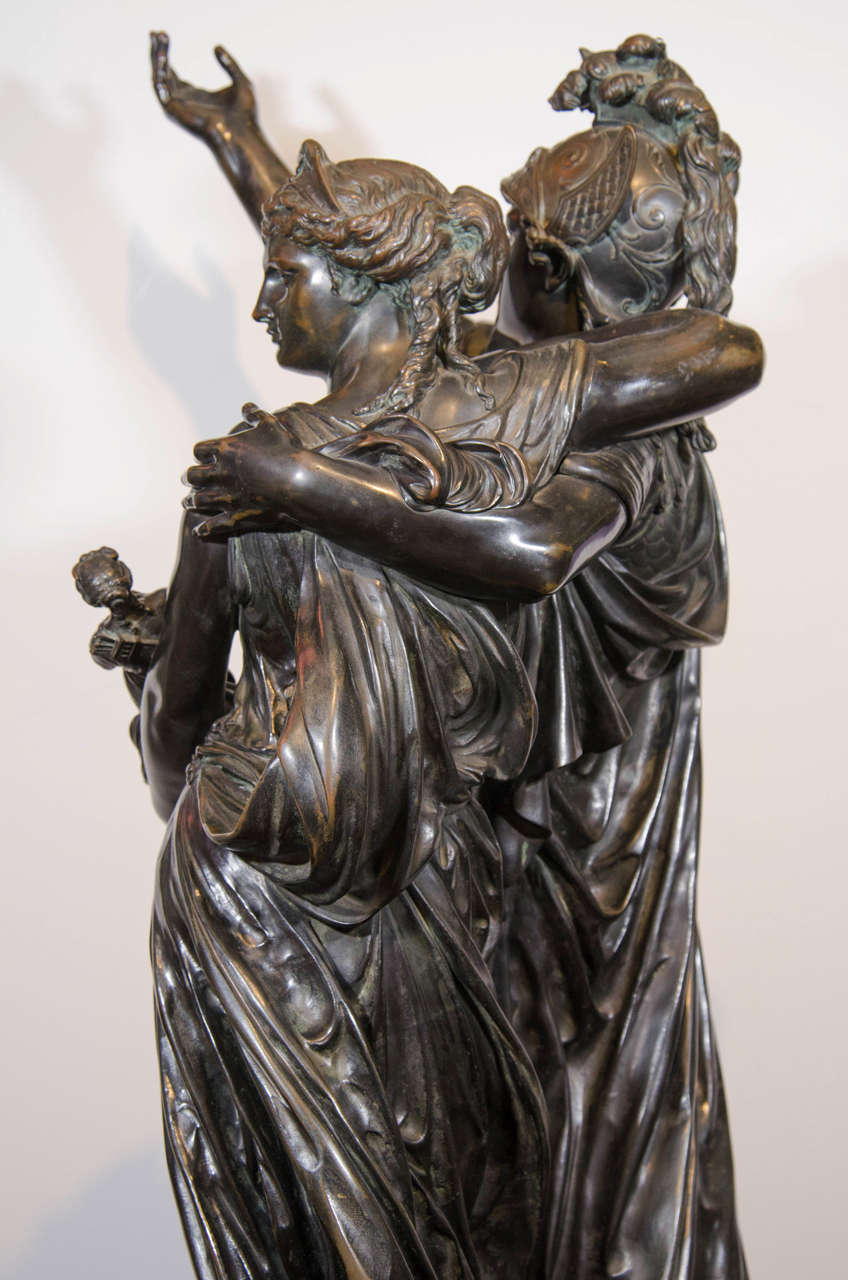 19th Century Bronze Statue of Paris and Helen of Troy by Jean Louis Grégoire In Good Condition In New York, NY