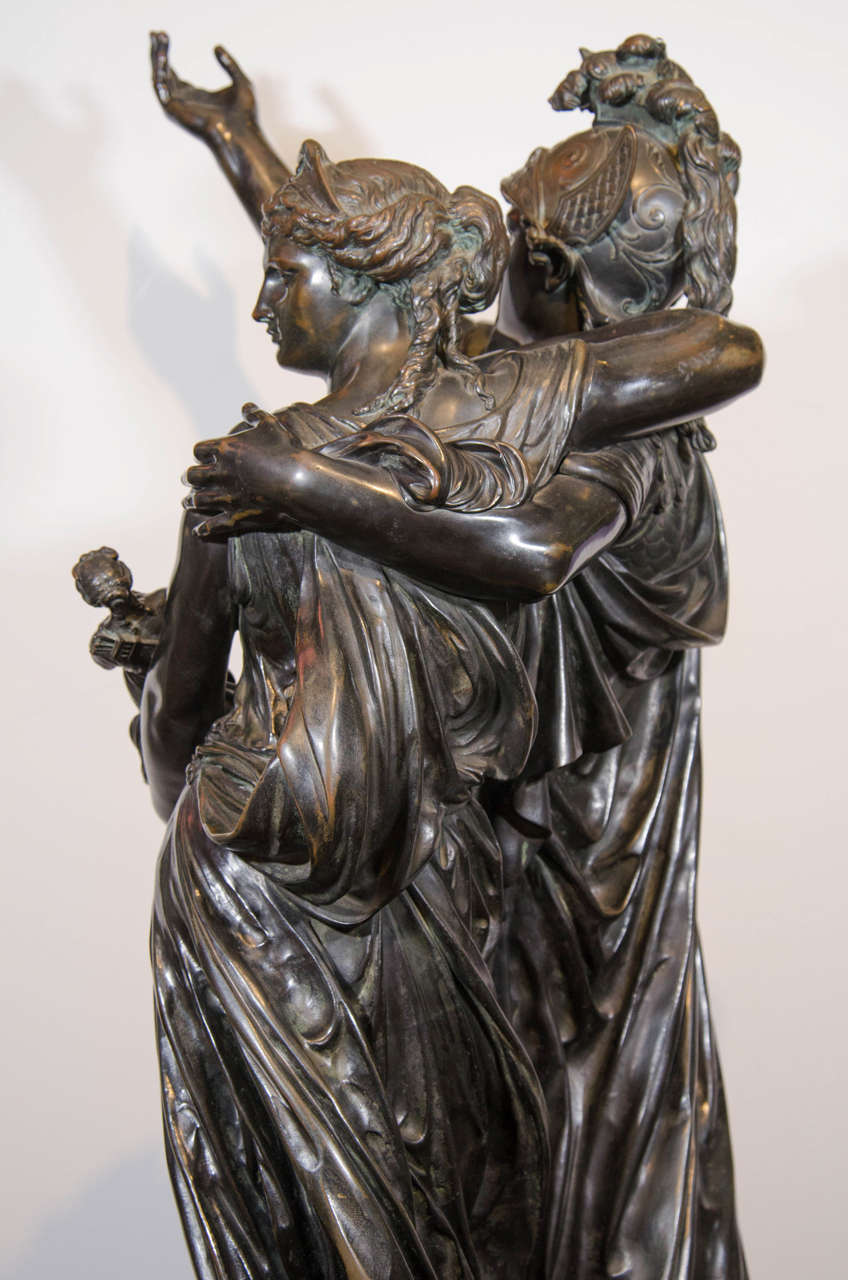 19th Century Bronze Statue of Paris and Helen of Troy by Jean Louis Grégoire In Good Condition In Astoria, NY