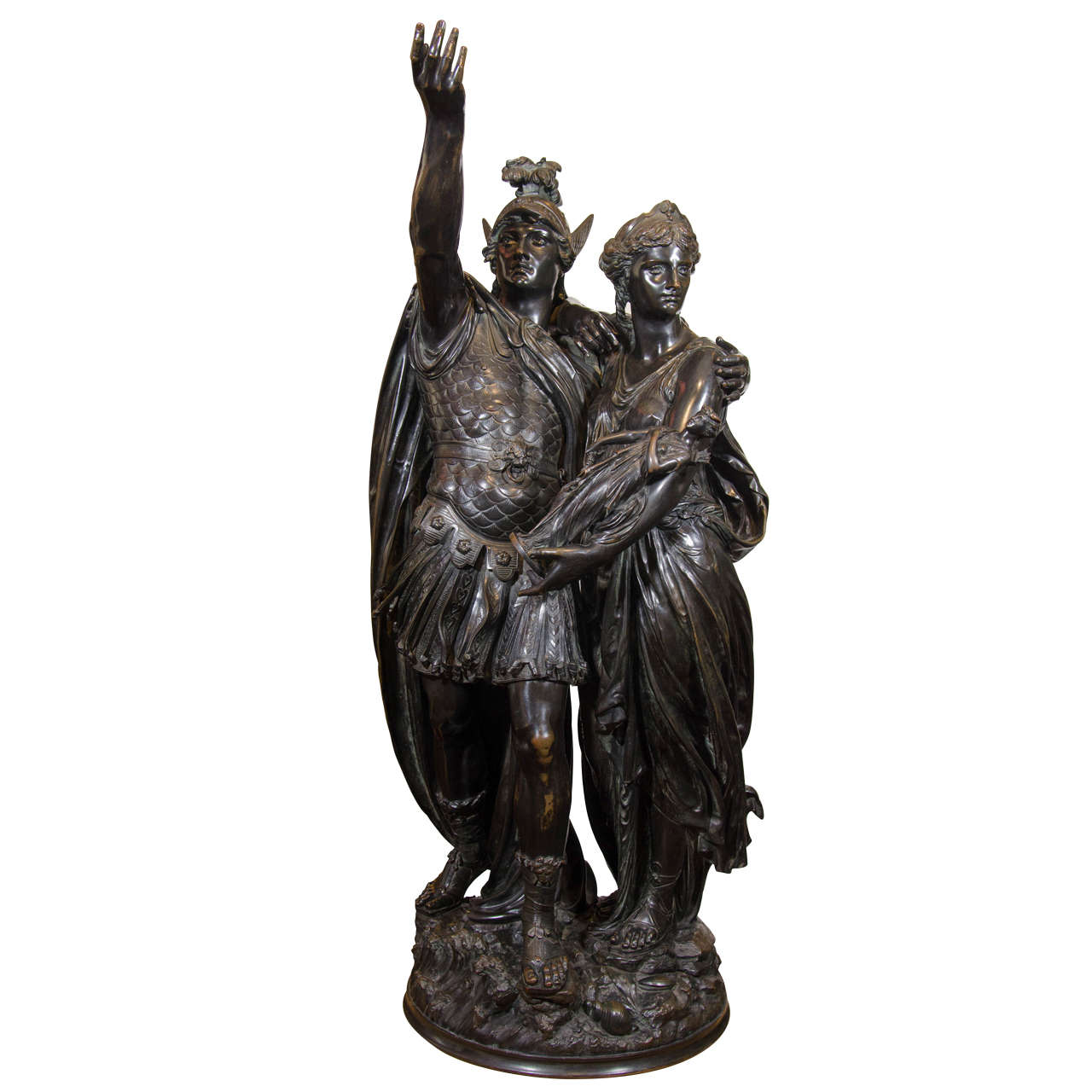 19th Century Bronze Statue of Paris and Helen of Troy by Jean Louis Grégoire