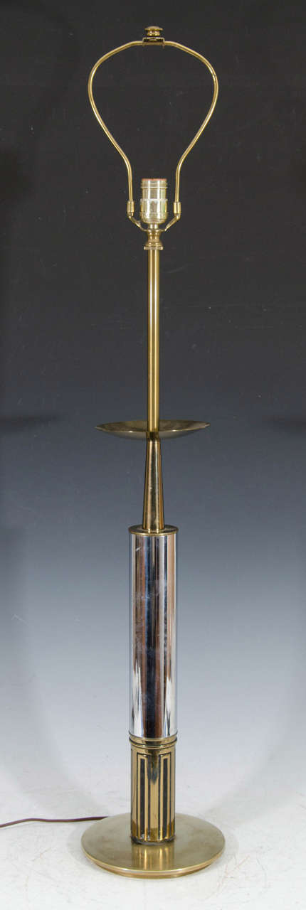 Midcentury Pair of Chrome and Brass Stiffel Table Lamps