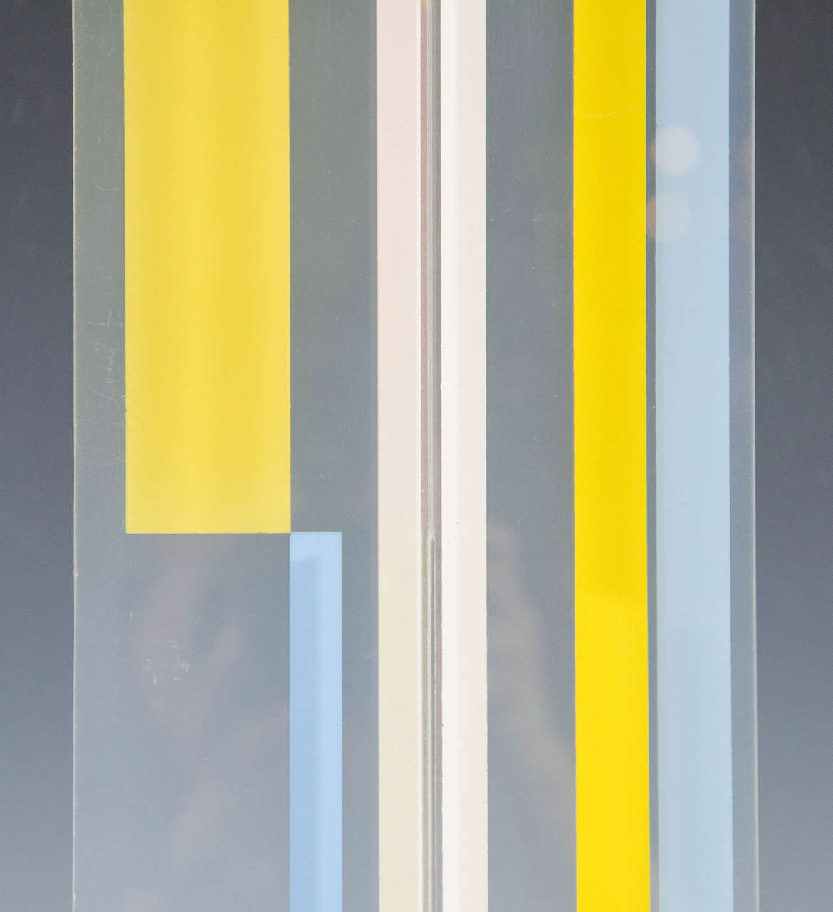 American Midcentury Screenprint on Plexiglass Column Sculpture by IIya Bolotowsky