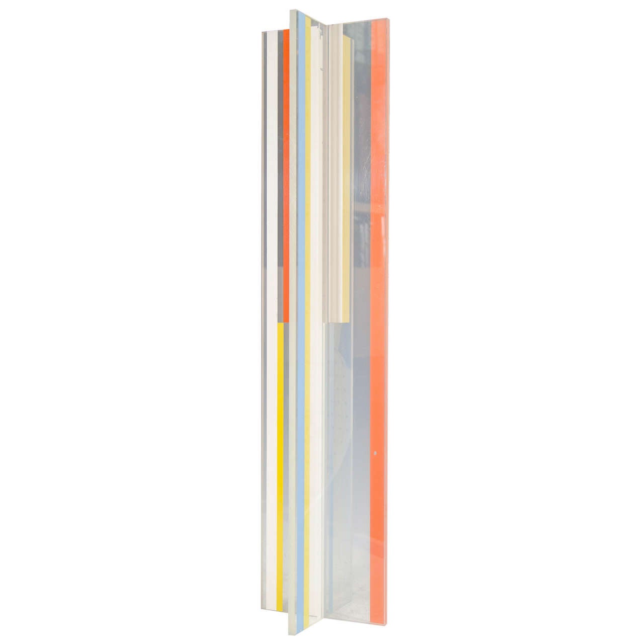 Midcentury Screenprint on Plexiglass Column Sculpture by IIya Bolotowsky