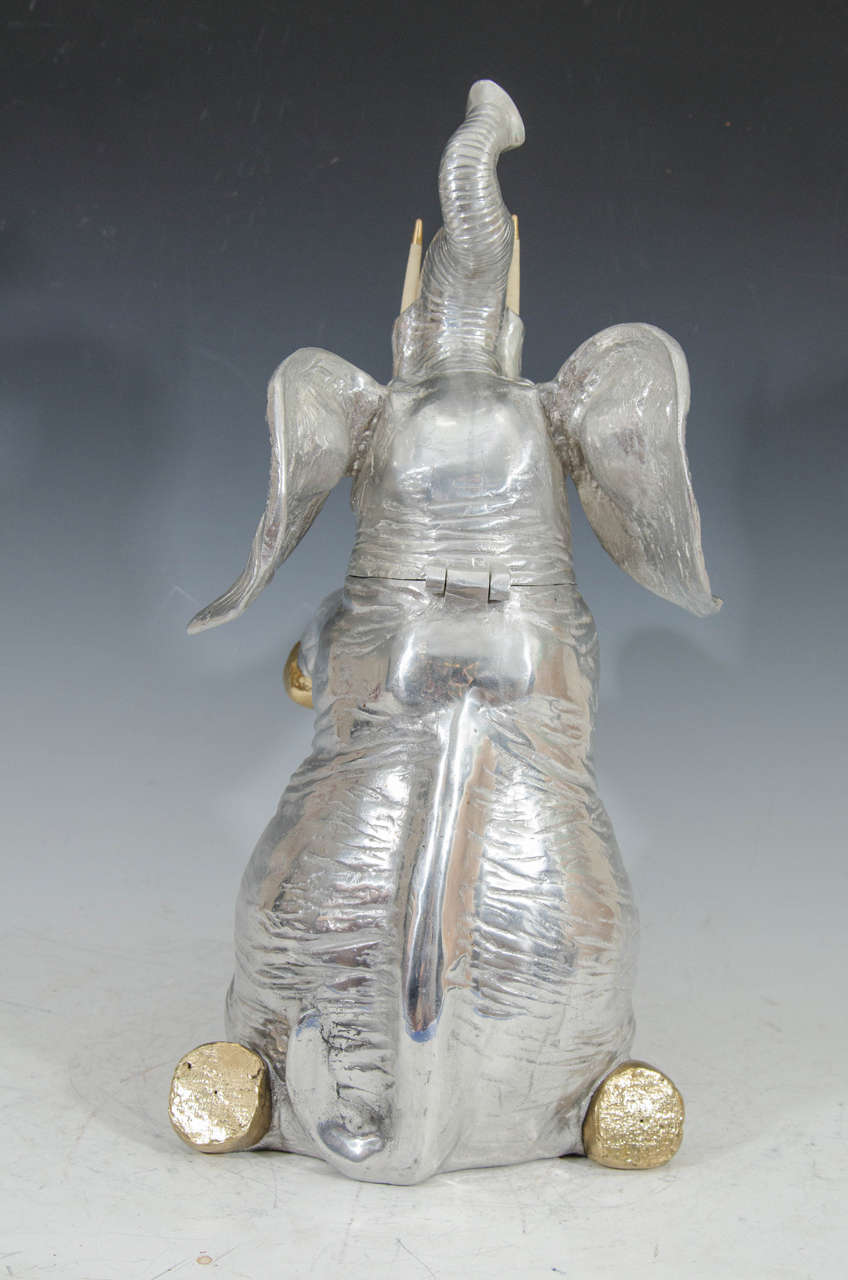 Aluminum Midcentury Arthur Court Elephant Ice Bucket or Wine Cooler