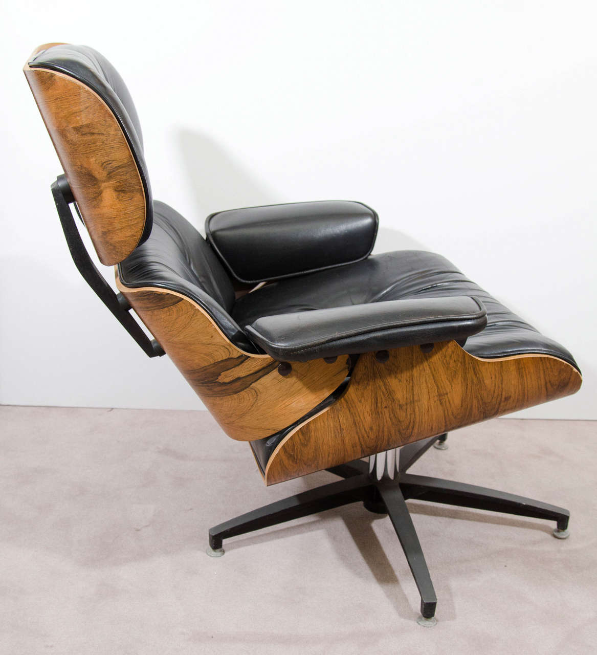 Leather Midcentury Eames Style Lounge Chair and Ottoman