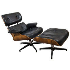 Midcentury Eames Style Lounge Chair and Ottoman