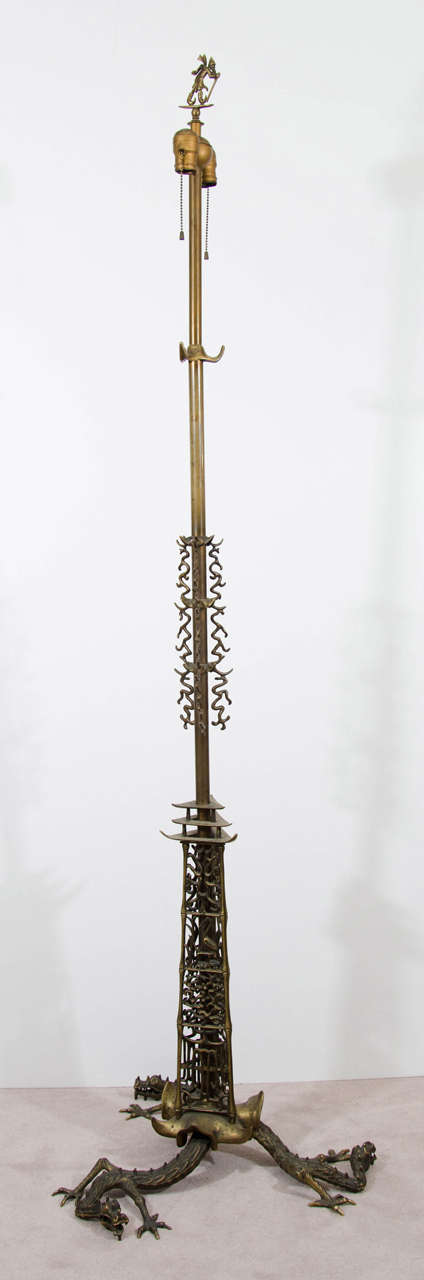 Bronze Austrian Dragon, Chinoiserie Style Floor Lamp