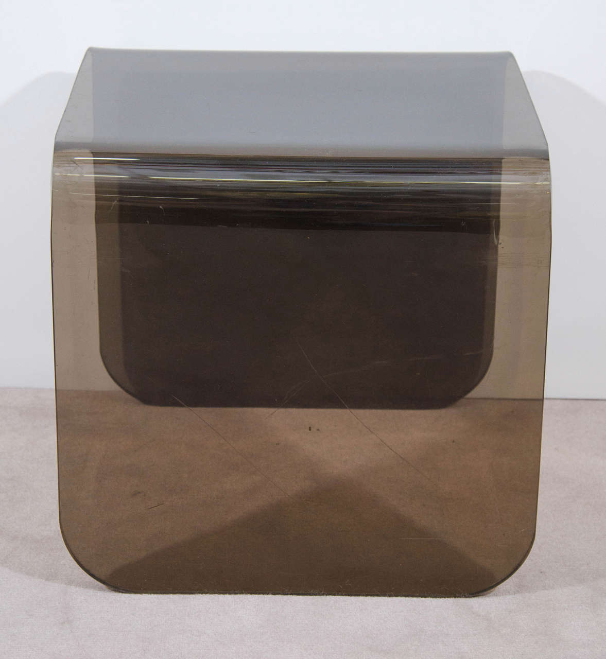Late 20th Century Spectacular Trio of Modern Waterfall Design Quartz Lucite Nesting Tables For Sale