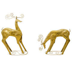 Vintage Set of Two Decorative Sculptural Reindeer