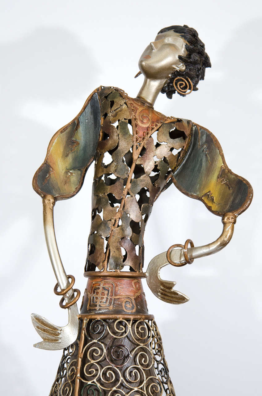 Brutalist Mixed Metal Large Scale Sculpture of a Flamenco Dancer In Good Condition In Astoria, NY