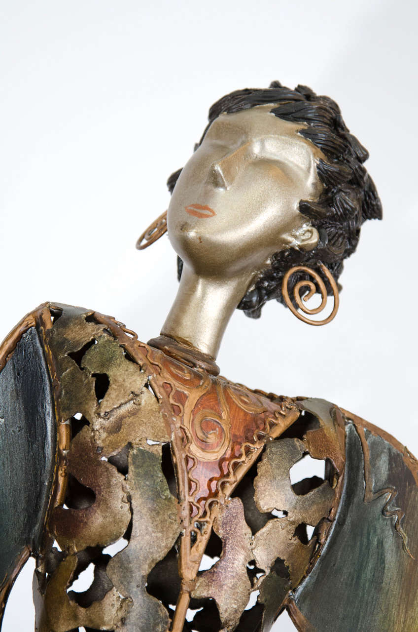 Brass Brutalist Mixed Metal Large Scale Sculpture of a Flamenco Dancer