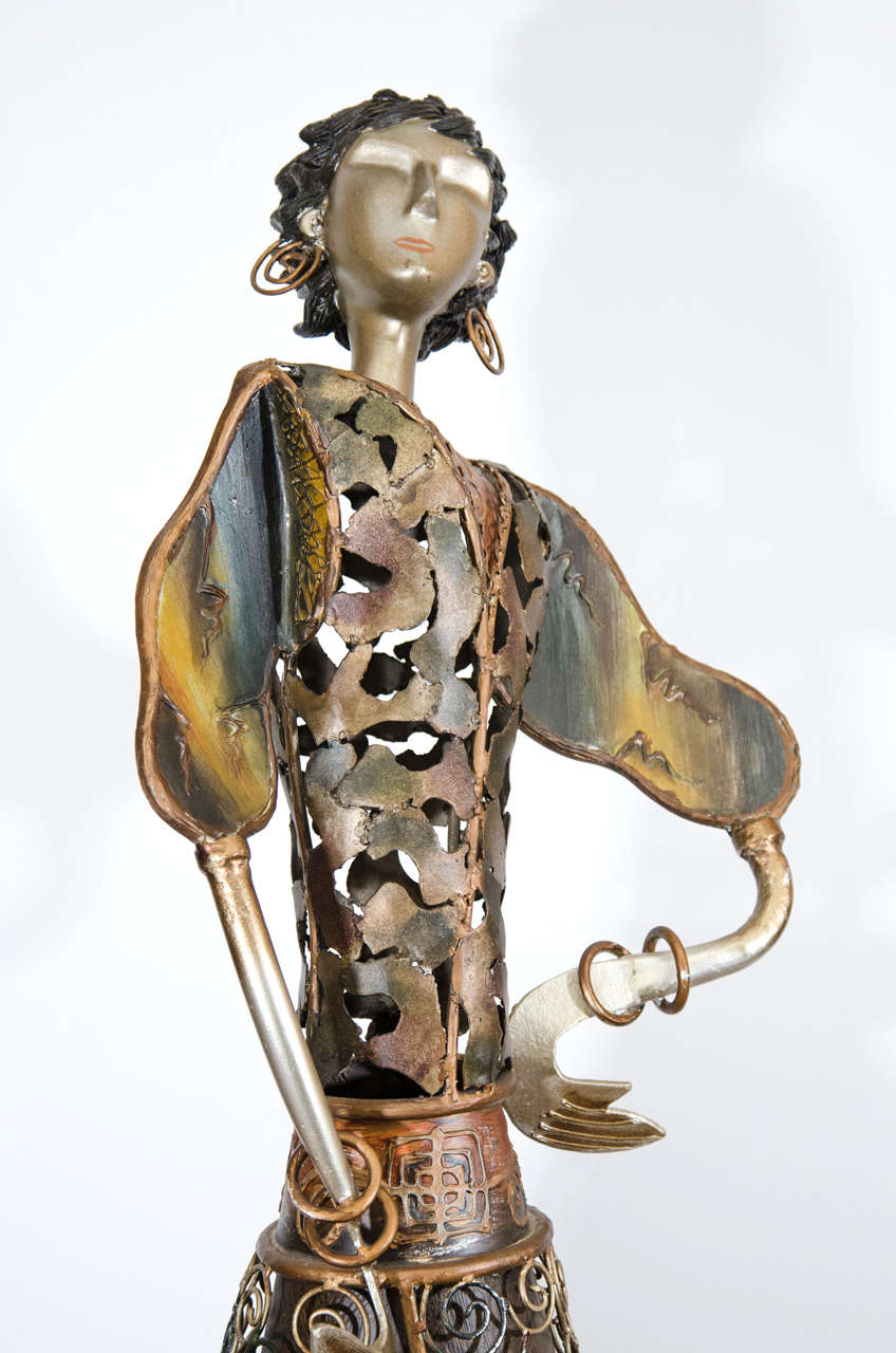 Brutalist Mixed Metal Large Scale Sculpture of a Flamenco Dancer 1