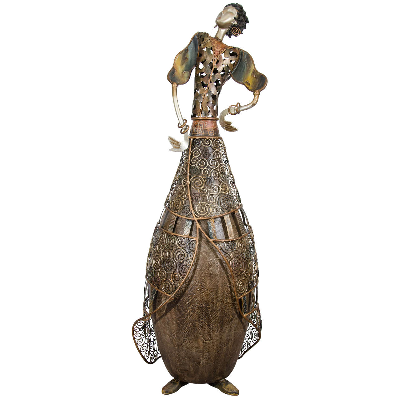 Brutalist Mixed Metal Large Scale Sculpture of a Flamenco Dancer
