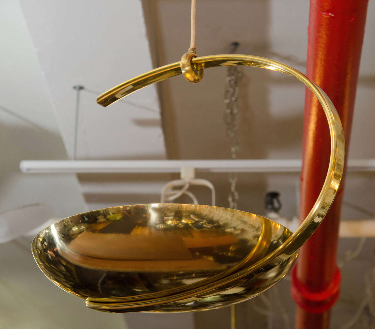 French Rare Modernist Brass Chandelier Attributed to Jean Perzel