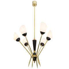 Midcentury Six-Arm Stilnovo Tulip Chandelier 8