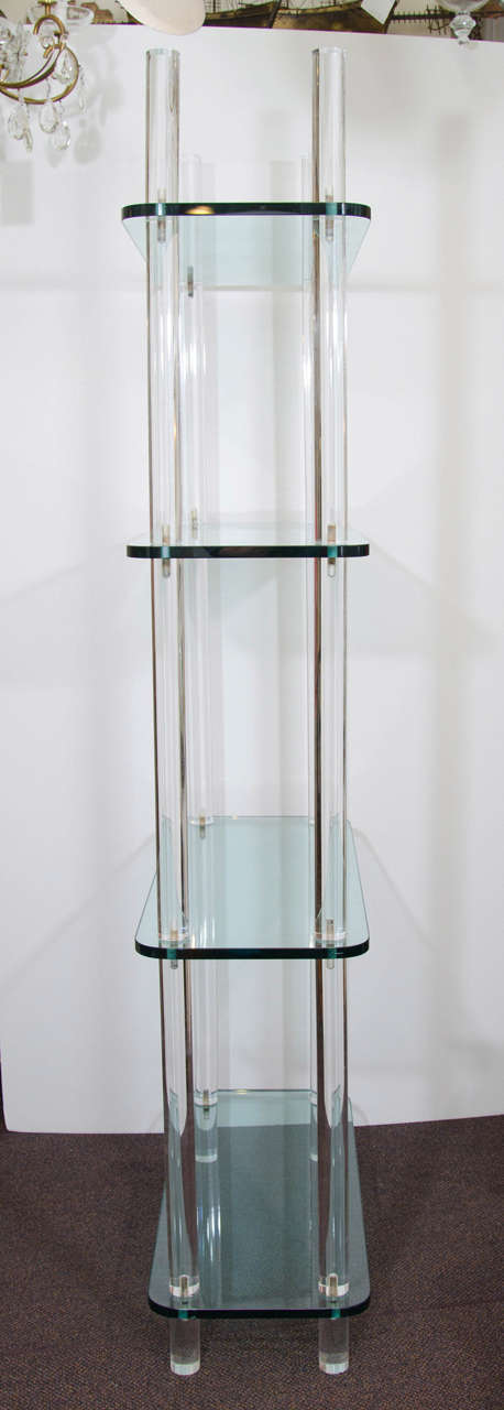 Mid-Century Modern Midcentury Solid Lucite and Glass Bookshelf or Bookcase.