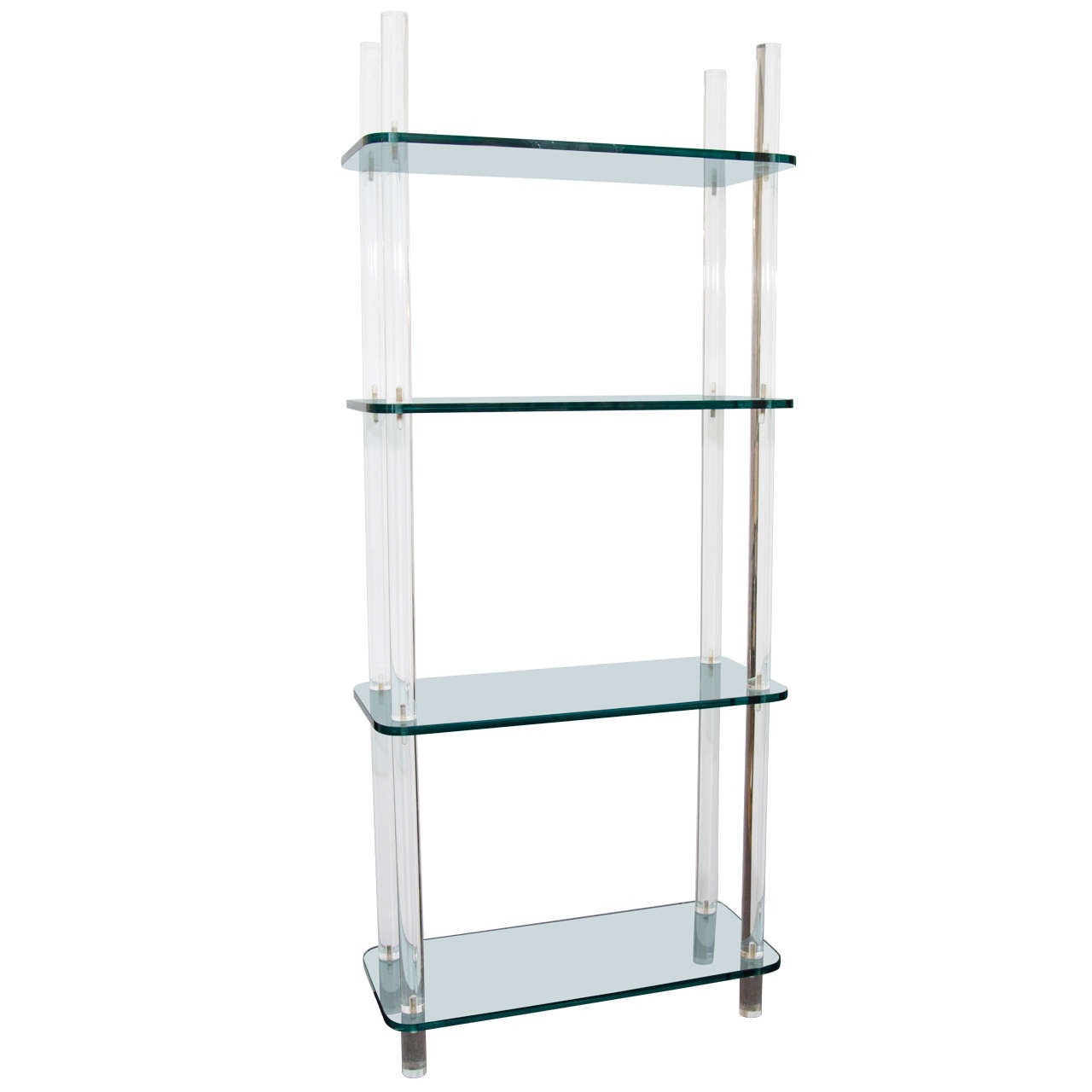 Midcentury Solid Lucite and Glass Bookshelf or Bookcase.