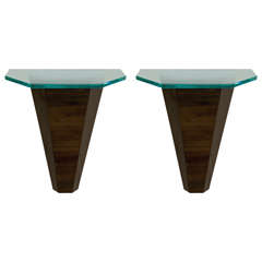 Midcentury Pair of Wall-Mounted Wooden Console Tables