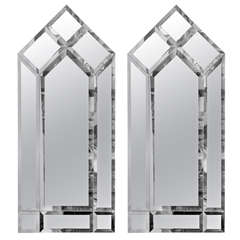 Midcentury Pair of Arrow Shaped Wall Mirrors
