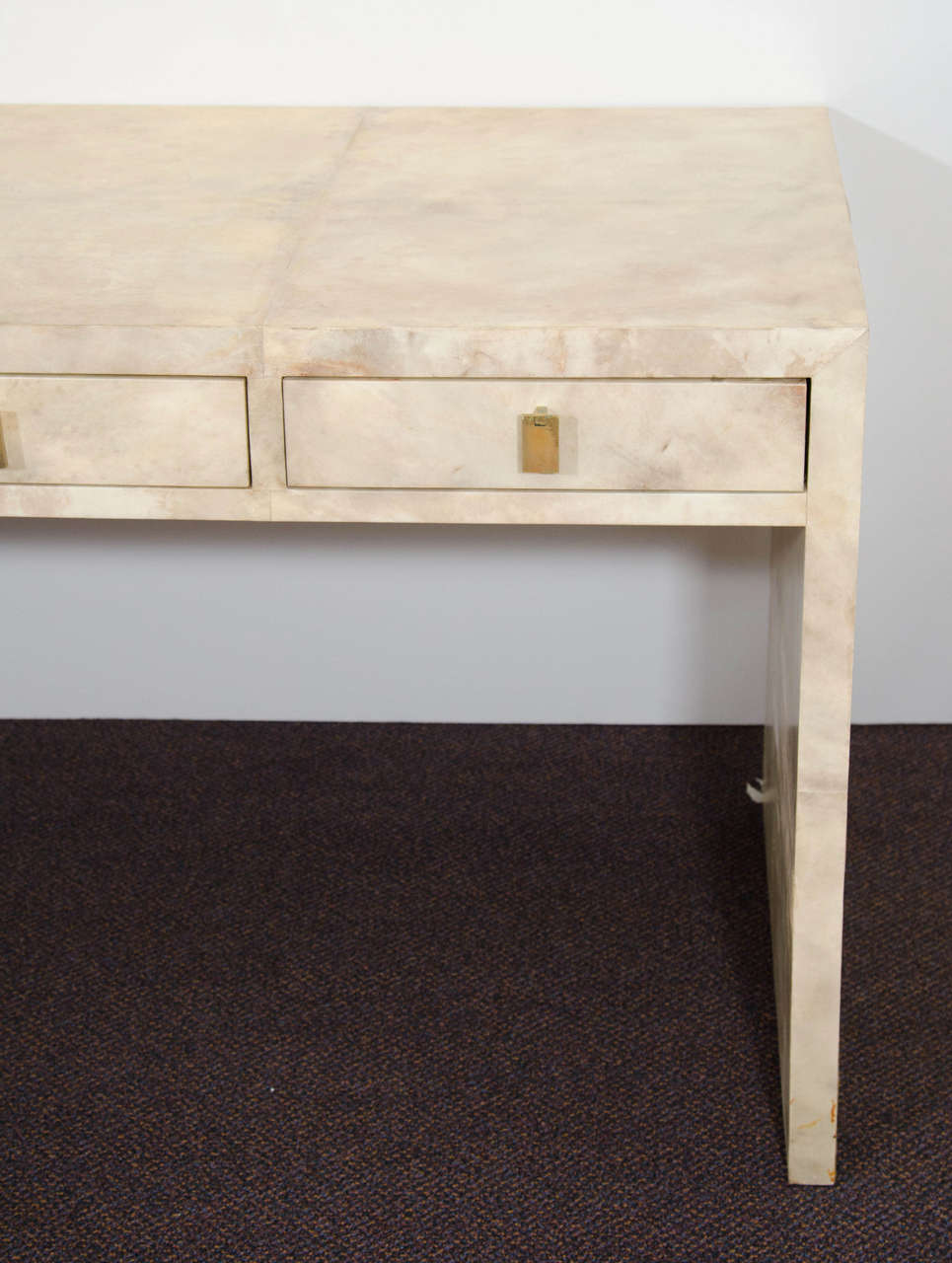 Mid-Century Modern 20th Century Parchment Desk with Four Drawers by Garrison Rousseau