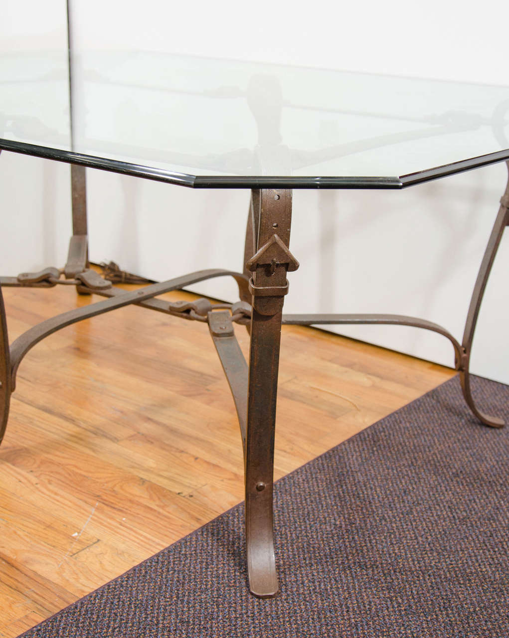 Italian  Stunning Modernist Gucci Influenced Equestrian Hand-Forged Iron Table For Sale