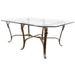  Stunning Modernist Gucci Influenced Equestrian Hand-Forged Iron Table