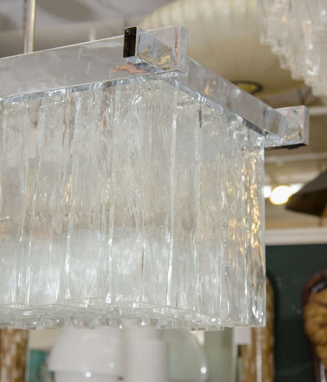 Modern Monumental Camer Murano Glass Chandelier with Square Tubular Pendants For Sale