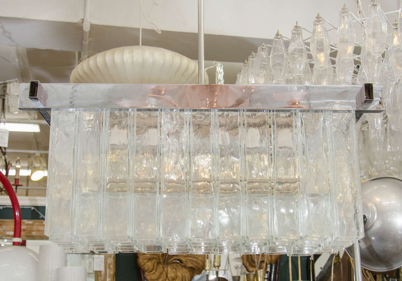 Italian Monumental Camer Murano Glass Chandelier with Square Tubular Pendants For Sale