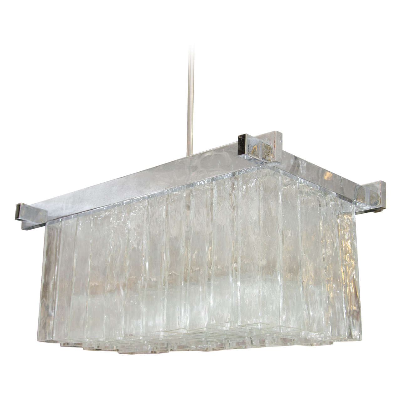 Monumental Camer Murano Glass Chandelier with Square Tubular Pendants For Sale