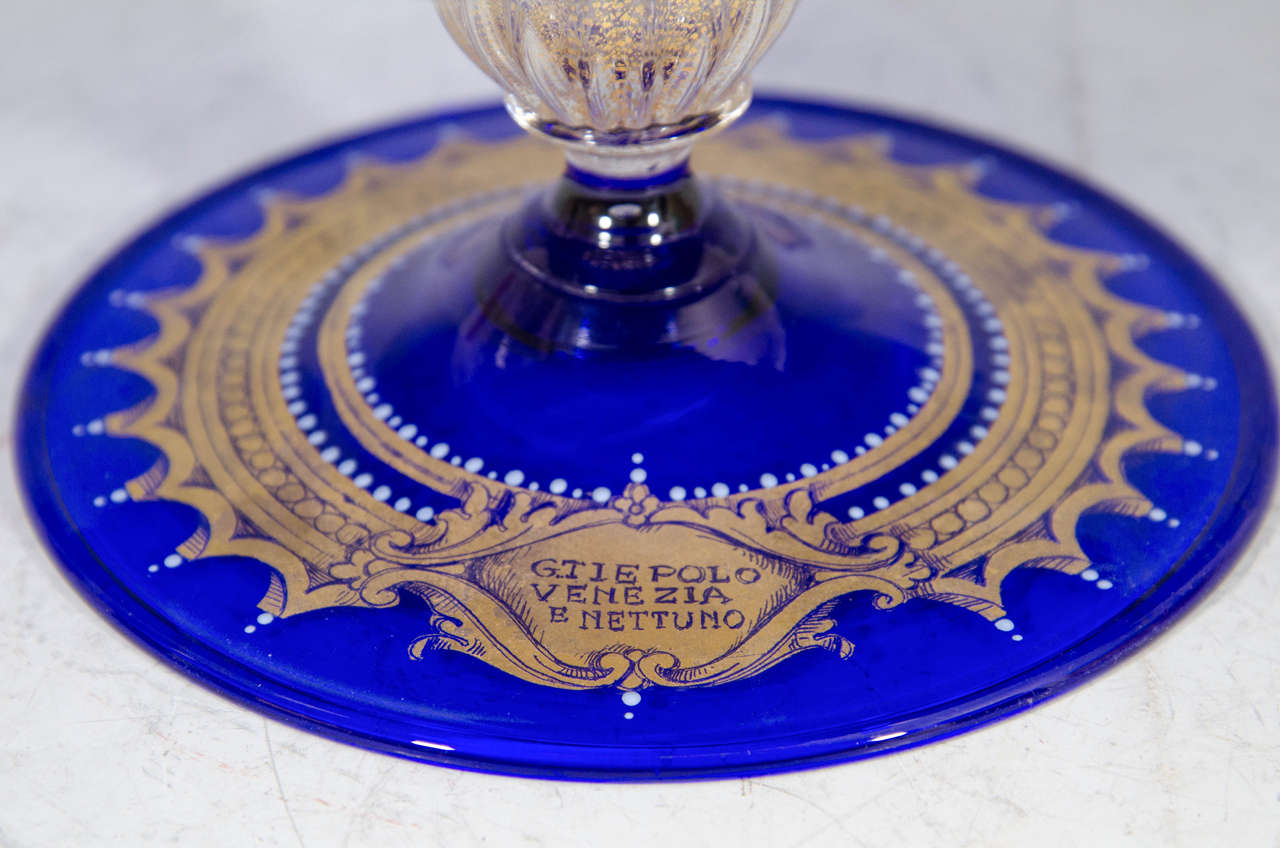 Murano Glass Compote with Scene of Neptune and Venice at 1stDibs