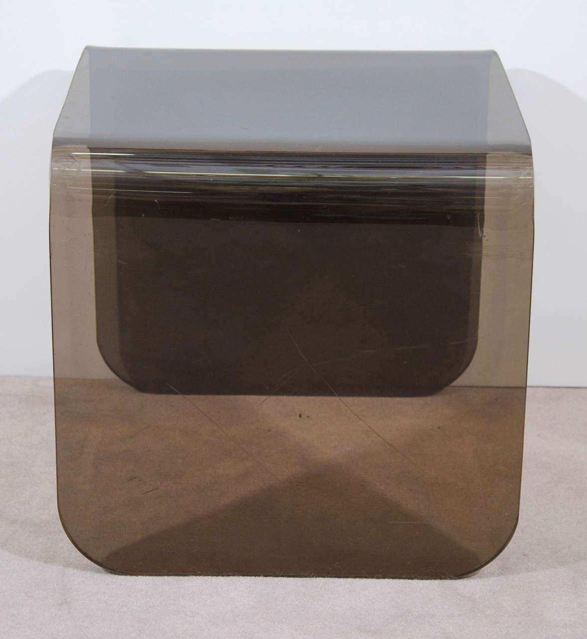 Spectacular Trio of Modern Waterfall Design Quartz Lucite Nesting Tables For Sale at 1stdibs