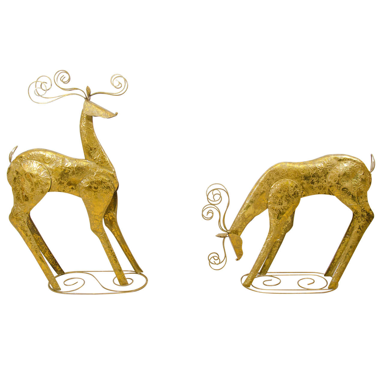 vintage set of two decorative sculptural reindeer for sale vintage set of two decorative sculptural reindeer for sale