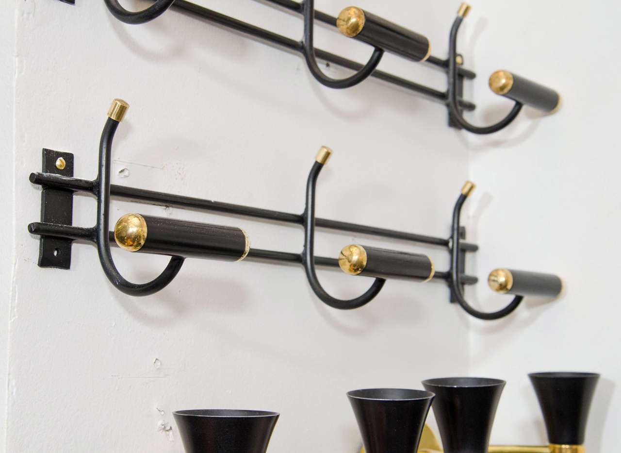 Midcentury Pair of Rare Wall Mounted Coat Racks For Sale at 1stdibs