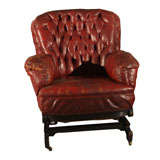 Tufted Red Leather Rocker