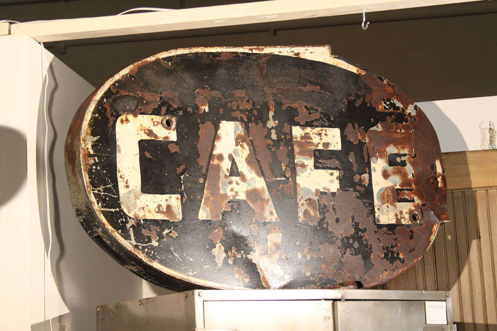 Original Cafe sign with added wood backing