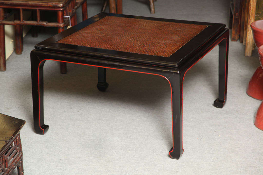19th Century Chinese Lacquer and Rattan Coffee Table