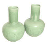 A PAIR OF CELADON GLAZED VASES. CHINESE, 19th CENTURY