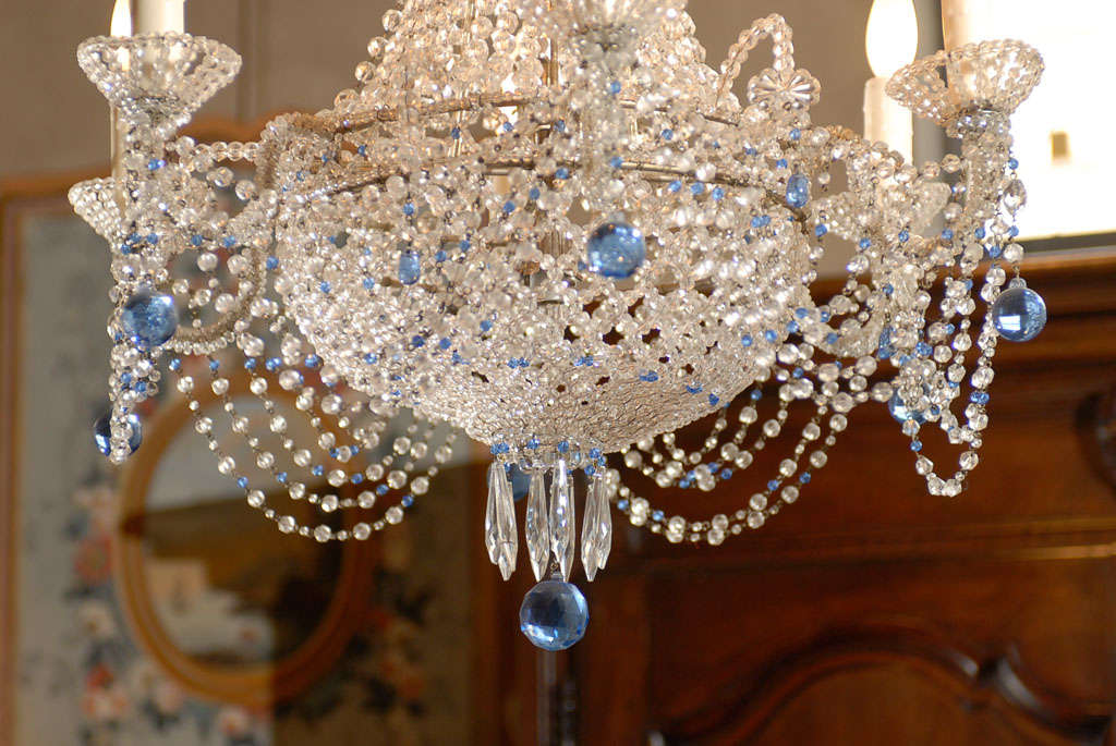 Mid-20th Century Vintage French Crystal Chandelier For Sale