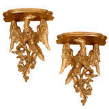 Pair of Carved Gilt Chippendale Ho Ho Bird Wall Brackets