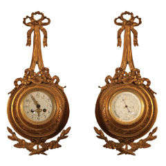 Pair of Napoleon III Clock and Barometer