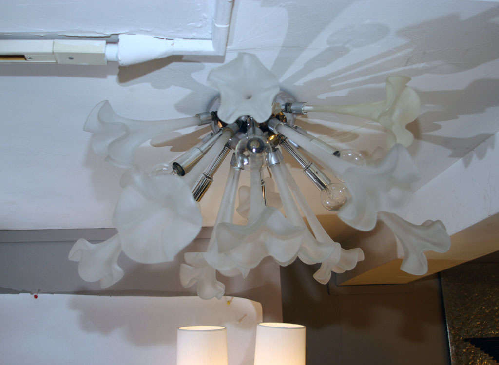A 1960's Italian Art Glass Ceiling Fixture In Excellent Condition In New York, NY