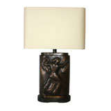 A Modernist bronze Table Lamp by WPA Artist Minna Harkarry