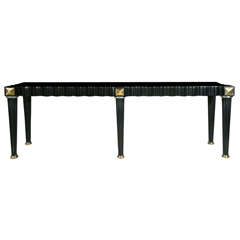 Mid-century Modern Piano Finish Black Lacquered Console Table
