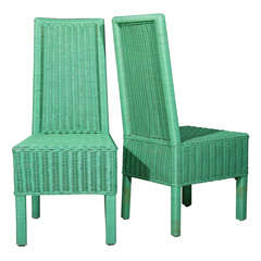 Pair of Green Wicker Chairs