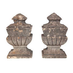 Fine Pair of Carved Limestone Finials