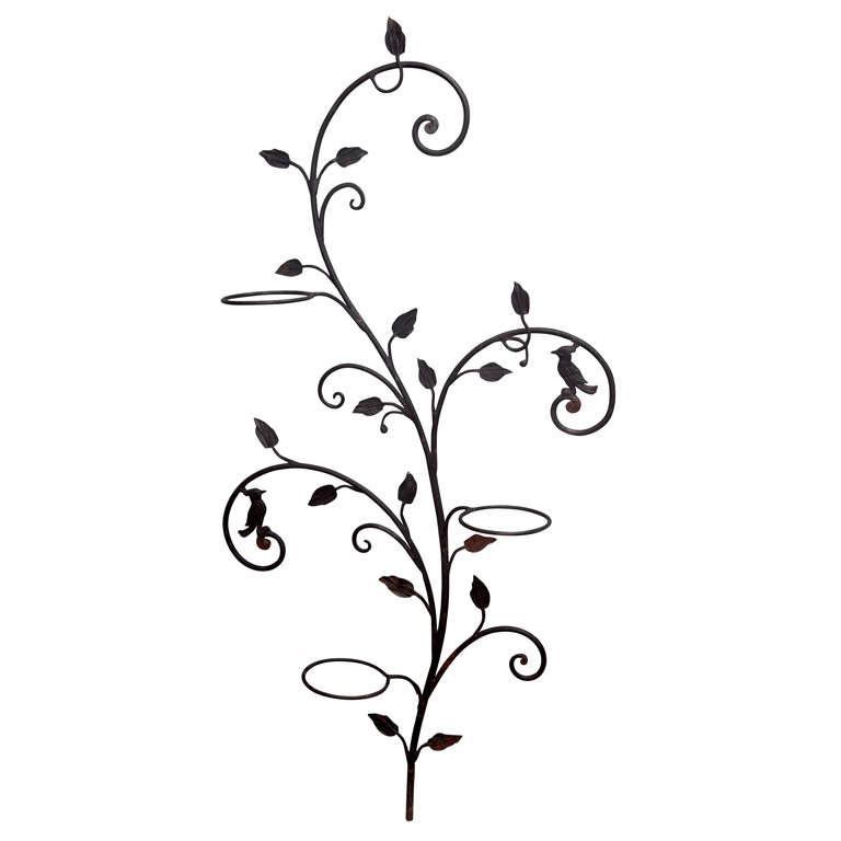 Decorative Wrought Iron Wall Planter Tree